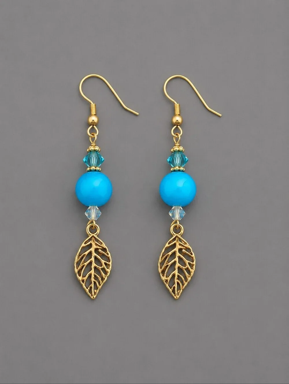 3/$30 HANDMADE Glass Swarovski Beaded Leaf Dangle Earrings